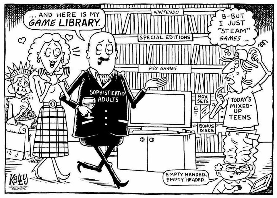 A cartoon of a person walking in a library

Description automatically generated